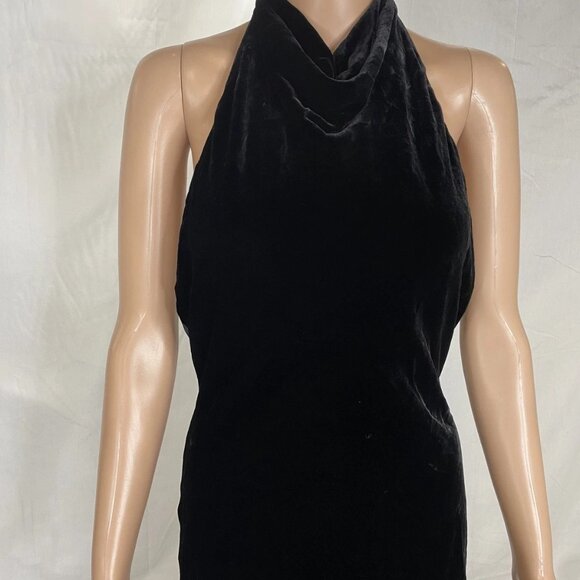 Reformation Women’s Velvet Halter Mini Dress Size S Black — Open Back, Soft - Picture 8 of 9